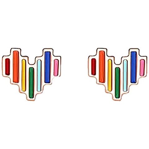 YAXUN Women's Earrings 925 Sterling Silver Rainbow Pride Heart Small Stud Earrings Fashion Jewellery For Ladies Girls Cover