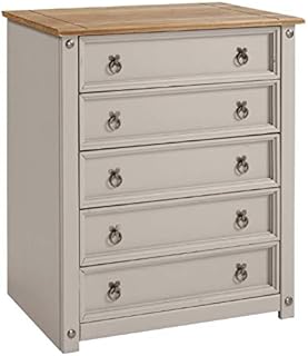 Mercers Furniture Corona Grey Wax Small 5 Drawer Chest