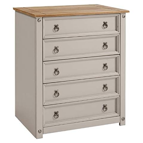 Mercers Furniture Corona Grey Wax Small 5 Drawer Chest Cover