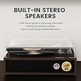 FYDEE Record Player - Dual Way Bluetooth | 3 LP Sizes | Built-in Stereo Speakers | 33/45/78 RPM Turntable | USB Output and MP3 Recording | RCA Output for Vinyl Records | Walnut - Image 3