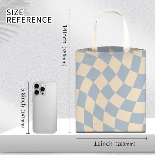 Image of Car Trash Can, Hanging Garbage Bin for Men and Women, Cute Car Organizer and Storage Bag, Canvas Vehicle Trash Can Bag Easy-to-Install Cute Blue Checkborad