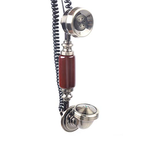 Teléfono fijo retro con dial giratorio diseño clásico marrón miniatura 6