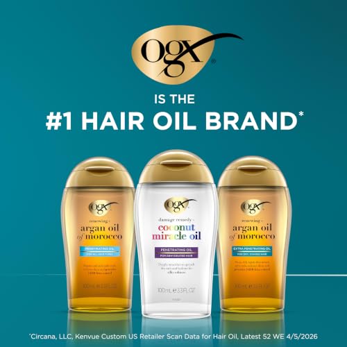 OGX Extra Strength Argan Oil Hair Treatment, 3.3 fl oz - Serum for Dry, Damaged Hair - image 5