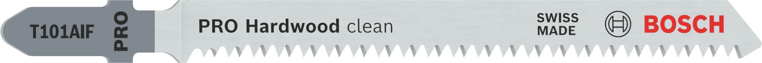 Bosch Professional 5 x dekupaj testere bıçağı T 101 AIF Clean sert ahşap için (sert ahşap, düz kesim, dekupaj testeresi aksesuarı)