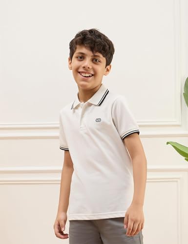 Image of Amazon Brand - Symbol Boys Cotton Rich Striped Polo Tshirt | Collar Tshirts | Half Sleeves | Regular Fit