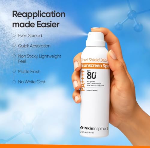 Generic Sunscreen Spray SPF 80+ PA++++ 100ml | Invishield 365 Body Spray | Ultra-Light, Non-Greasy Sun Protection | No White Cast | Water & Sweat Resistant | Broad Spectrum UV & Blue Light Defense