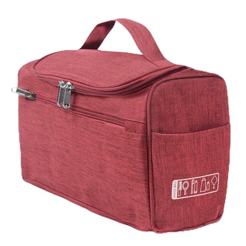 KINSTON - Vanity Trousse de Toilette Cosmétiques avec poignée, Organisateur de Voyage à Suspendre Grande capacité - Rouge chiné