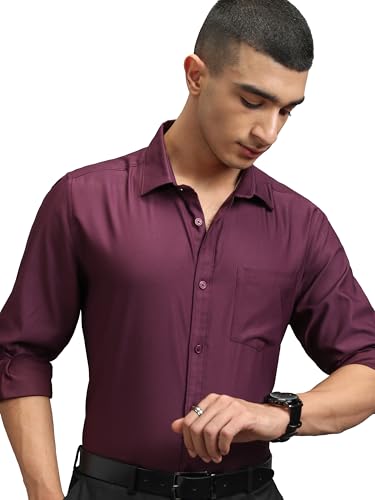 Image of Highlander Men's Slim Fit Formal Shirt | Solid Formal Shirt for Men | Comfortable Fabric | Stylish Design for Everyday Use & Office Wear