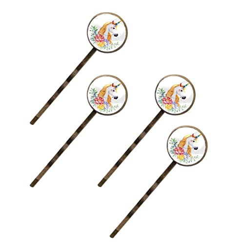 Barrettes à cheveux femme blanches licorne : pince crocodile florale lot de 4