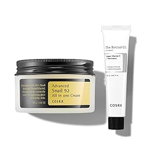 COSRX Skin Cycling Routine – Snail Mucin 92% Cream + Retinol 0.1 Cream, Recovery Set for Face and Neck, Fine Lines Spot Treatment, Repair Moisturizer for Face