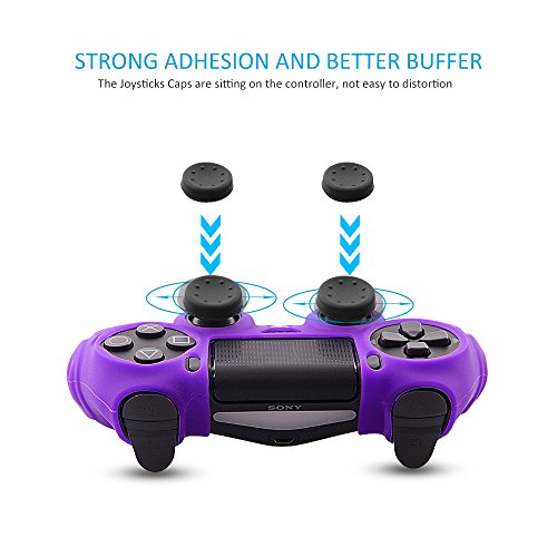 Chinfai Ps4 Controller Dualshock4 Skin Grip Anti-Slip Silicone Cover Protector Case For Sony Ps4/Ps4 Slim/Ps4 Pro Controller With 8 Thumb Grips (Purple) #TOP3
