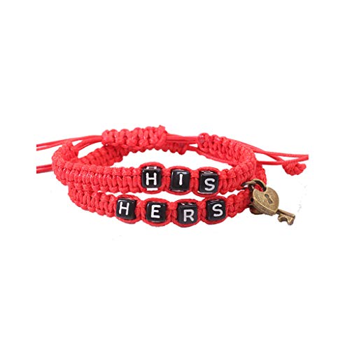 Hemlock HIS Hear Couple Bracelets Lock Core Key Handwoven Bracelet Adjustable Bangles 2PCS Bracelets Gift eometric Bracelet (Multicolor 6)