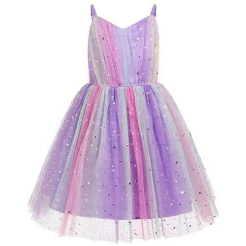 Vestido de tul para niñas de mariposas y tirantes con volantes para el verano