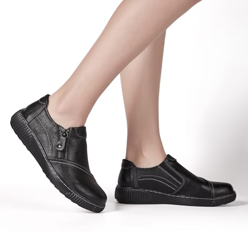 Image of Women Casual Slip on Leather Loafers Dress Walking Shoes