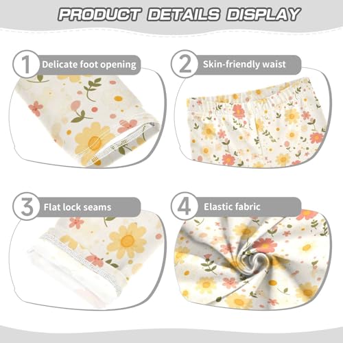 KLL Polka Dots and Tender Chamomile Flowers Toddler Baby Girl Leggings Stretch Full Length Yoga Pants Running3