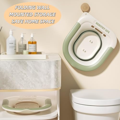 Faltbares Sitzbadewanne,Aufhängbar Sitz Bath,Sitzbad für die Toilette mit Spülung,Sitzbad für die Toilette mit Handspülpumpe für Hämorrhoiden Wochenbettpflege Schwangere und Ältere Menschen