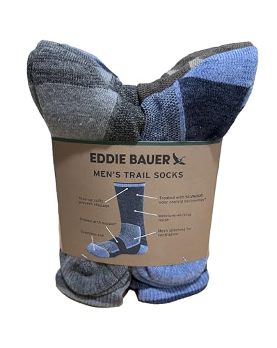 Eddie Bauer Men's Trail Socks - 6-Pack Sizes 6-122