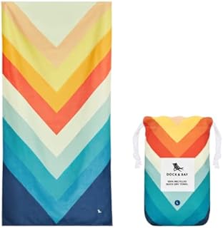 Dock & Bay Ręcznik plażowy, szybkoschnący, nie zawiera piasku, kompaktowy, lekki, w 100% z recyklingu, w zestawie torba, paski idą dziko, Chevron Chic - bardzo duży (200 x 90 cm, 78 x 35)