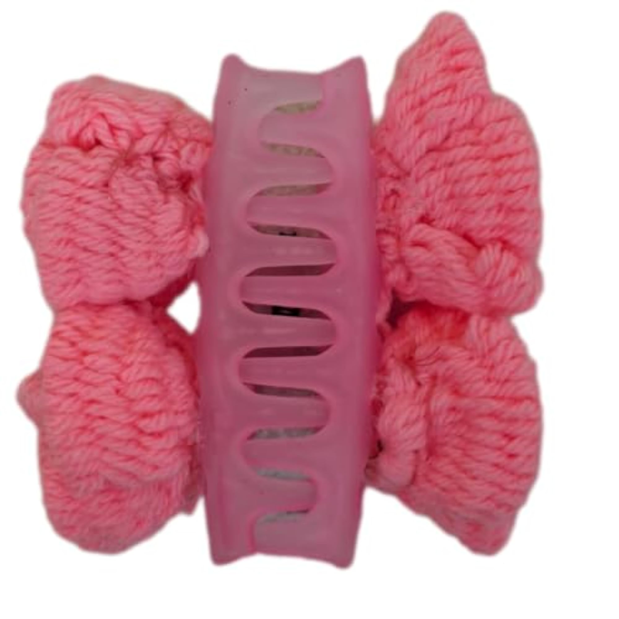 Pink Crochet Flower Hair Claw Clip, Handmade Gift