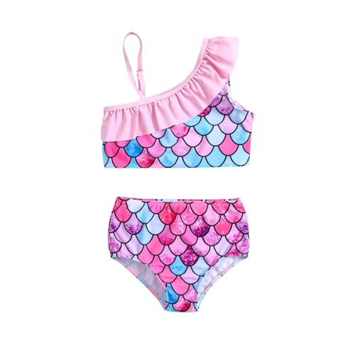 Traje De Baño Chica Escalas De Pescado Vestido Toro Niño De Una Pieza Hombro Desnudo Tirantes Bikini Dos Piezas Adorable Traje De Baño Niña Niño M75, rosa, 2-3 Años