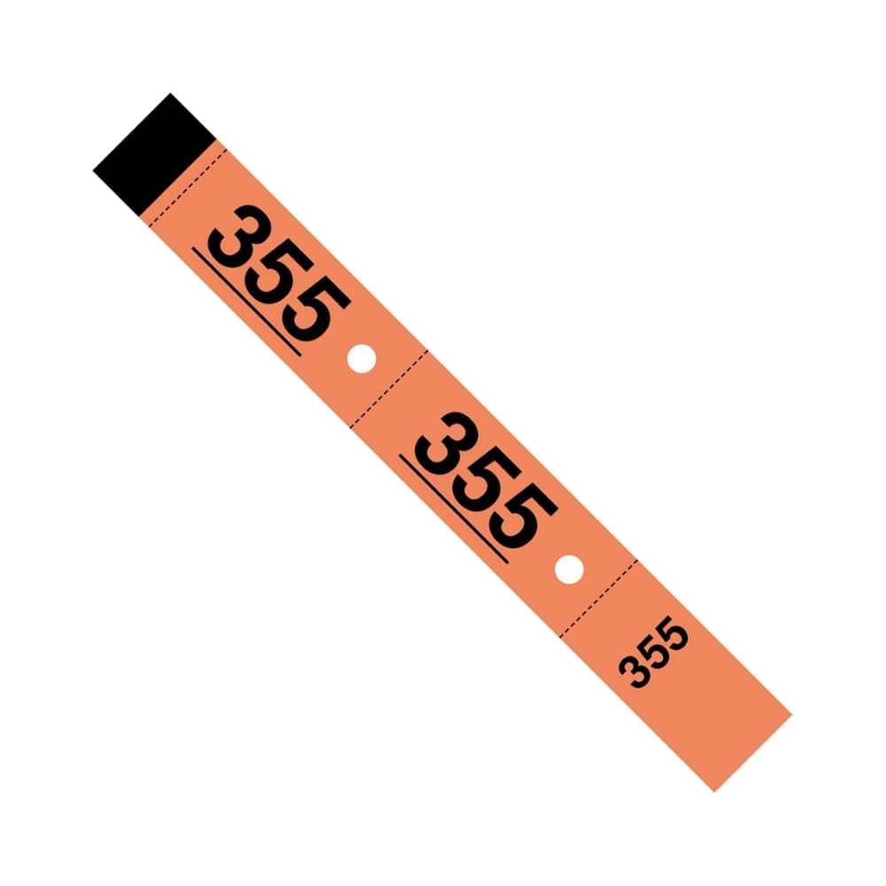 1000 Tickets Vestiaire - ELVE - Numérotation 1 à 1000-3x20cm (Orange)