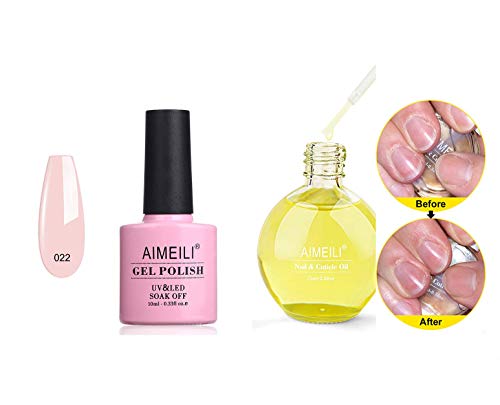 AIMEILI Gel Nail Polish Rose Nude (022), and Nail & Cuticle oil