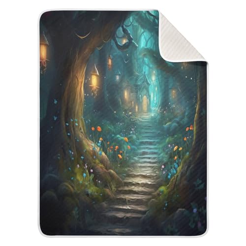 Image of Baby Blanket for Boys Girls - Fairy Fantasy Forest Blankets, Soft Breathable Nursery Bed Blankets 30 x 40 Inch