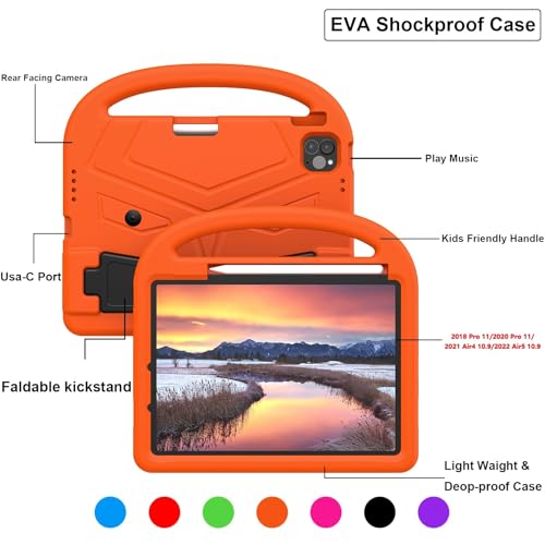 Coque iPad Pro 11 M4 étui protection rigide orange pour tablette 2024
