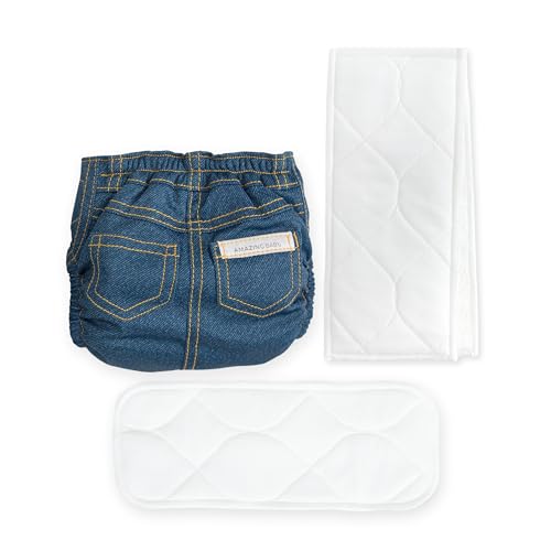 Image of Amazing Baby Hybrid Cloth Diaper Cover/Swim Diaper, Newborn, Sz 1 (8-15 lbs), Use Boosties Disposable or Reusable Inserts, Blue Jean, SmartNappy Set: Cover + Tri-Fold + Booster Pad