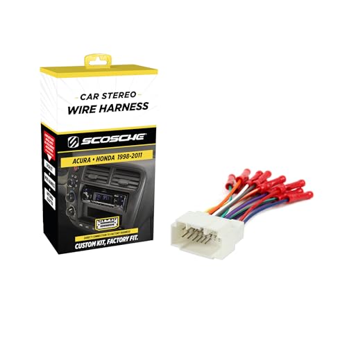 Scosche HA08BCB Aftermarket Radio Wiring Harness with Crimp Connectors for Select 1998-11 Acura and Honda - Aftermarket Radio Wire Harness for Car Stereo - Check Vehicle List Below for Your Model