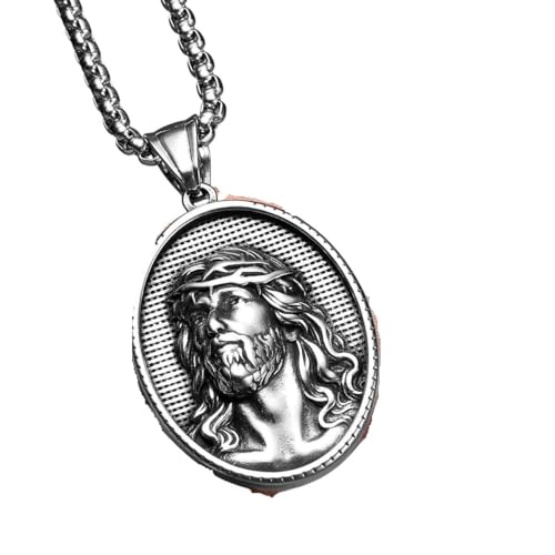 Amulette croix Jésus en acier : un bijou protecteur et symbolique pour homme et femme