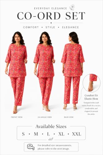 Image of RANGRIKA.in Co-ord Set for Women Stylish | Kurta Set for | Short Kurti with Palazzo | Ethnic Jaipuri Kurti Set | Kurti Palazzo Set | Salwar Suit
