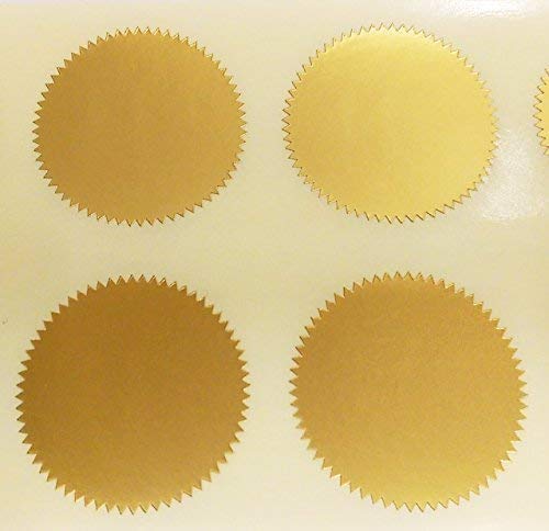 Audioprint Ltd. Pack of 500-41mm Starburst Notary/Legal/Certificate Seals - Colour Code Stickers/Sticky Labels - Choose Your Colour/s (Matt Gold)