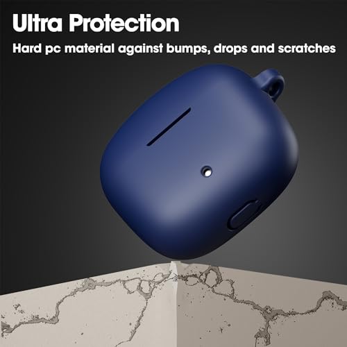 Image of Sounce Earphone Case Cover Compatible for Boat Airdopes 200 Plus, Soft Silicone Skin Case Cover Shock-Absorbing Protective Case with Keychain - Blue