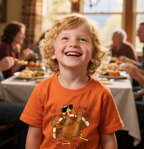 Thanksgiving Shirt Toddler Boys Girls Turkey Squad Graphic T-Shirt Fall Thankful T-Rex Dinos Tee Tops 2-7Years3