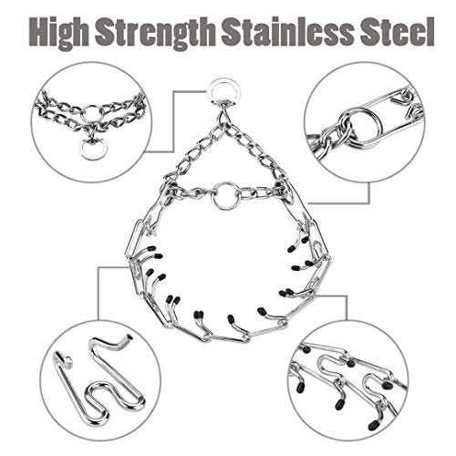 Aheasoun Prong Collar For Dogs, Choke Collar For Dogs, Pinch Collar For Large, Medium And Small Dogs, Stainless Steel Adjustable With Comfort Rubber Tips, Safe And Effective (L, 4.0Mm, 23.8-Inch) #TOP1