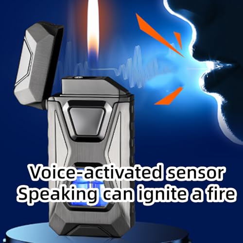 Encendedor dual flamígero activado por voz recargable USB miniatura 4