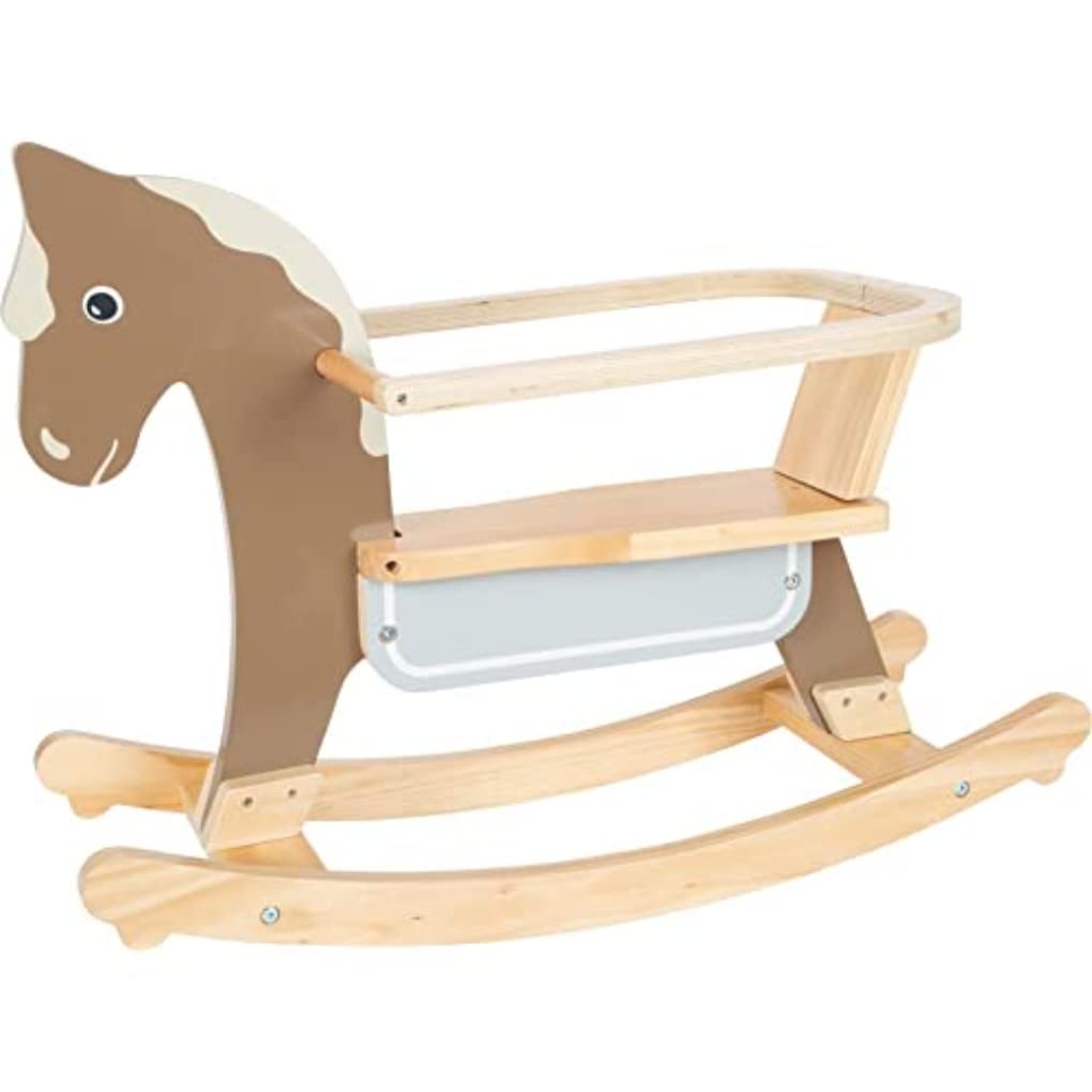 Small Foot Cheval à Bascule avec Anneau d'assise, poignées et Dossier Inclus, en Couleurs Naturelles, Art. 12291