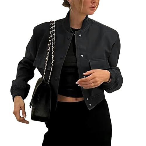 Femmes vestes tops streetwear manteau mi-saison couleur unie