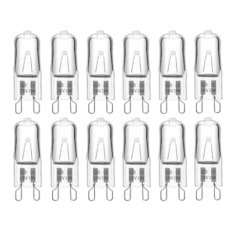 SCNNC Bombilla Halógena G9 33W 230V, 460LM Blanco Cálido 2700K, Regulable Bombilla G9 Halogena para Candelabros, Lámparas de Mesa, Lámpara de Pared, paquete de 10