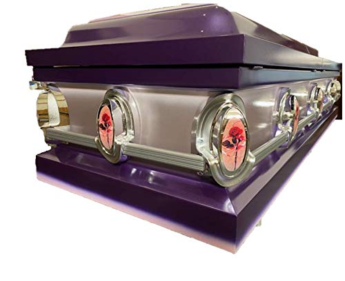 Beautiful Purple/Orchid Trimmed In Pink Casket Silver Hardware/Rose Decals Window Rose Cap Orchid Interior #TOP3