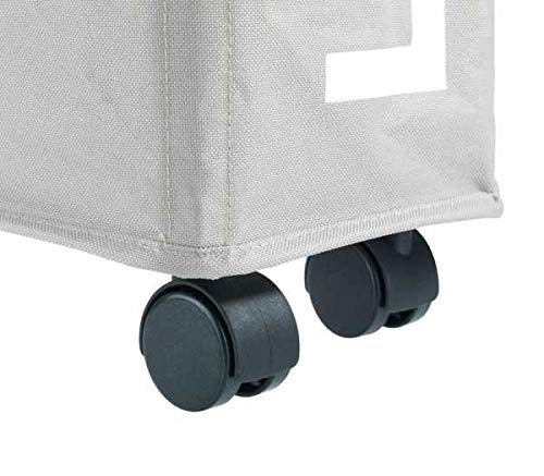 WENKO Wäschesammler Mod. Corno Taupe, stabiler schmaler Wäschekorb mit vier leichtgängigen Rollen und Deckel, Wäschetruhe aus 100% Polyester, Fassungsvermögen 43 L, (B x H x T): 18,5 x 60 x 40 cm