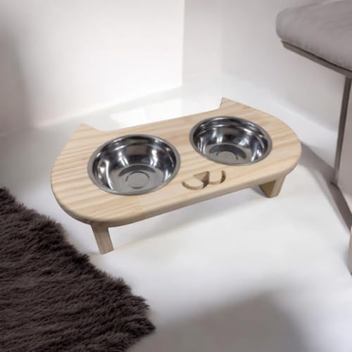 Comedouro Pet Elevado Bebedouro Para Gato 2 Tigelas Aço InoxTamanho Pequeno
