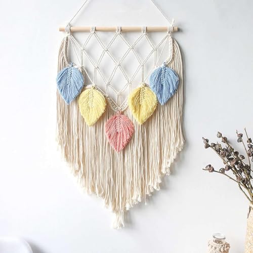 Image of Macrame Woven Wall Hanging Small Decor Boho Chic Bohemian Home Geometric Art Decor,(Size - W -16 in X H-24 in).