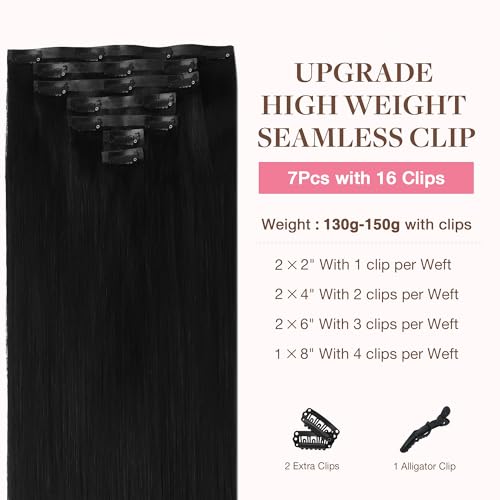 Image of GOO GOO Seamless Clip in Hair Extensions Real Human Hair Remy Extensions