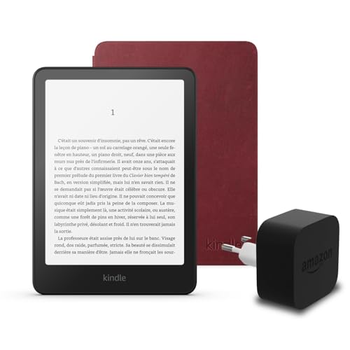 Le dernier Kindle Paperwhite version 2024 sans publicité une housse en cuir Amazon Premium et un adaptateur secteur Amazon Powerfast . - vue 6