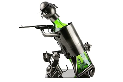 Wine Bodies Kneeling Hunter Metal Wine Bottle Holder, Charcoal