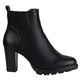  Stiefelparadies - Botas estilo motero Mujer , color Negro, talla 39