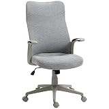 Vinsetto Fauteuil de Bureau Chaise pour Ordinateur Ergonomique avec accoudoirs pivotant Hauteur réglable Tissu Polyester Gris