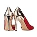 JENN ARDOR Women's Pointed Toe Stiletto high Heel Pumps Ladies Patchwork D'Orsay Slip On Dress Party Shoes Red 7.5 B(M) US (24.26 CM)